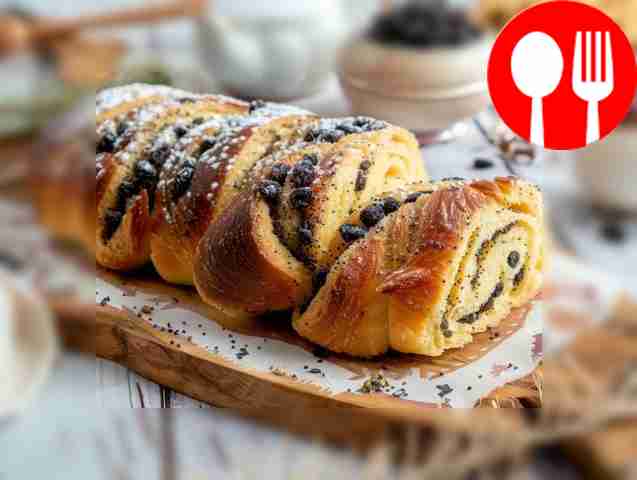 Homemade poppy seed roll made from yeast dough