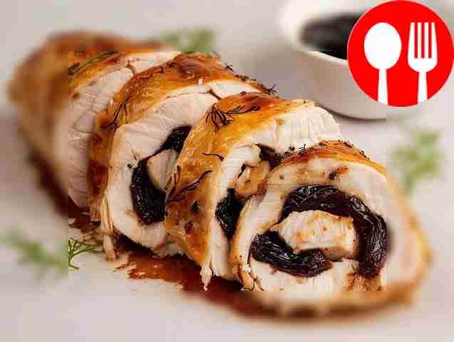 Нежный куриный рулет с черносливом