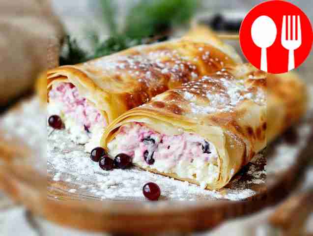 Нежный рулет с творогом и смородиной Tender roll with cottage cheese and currants
