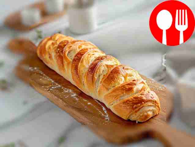 Hearty puff pastry roll with ham