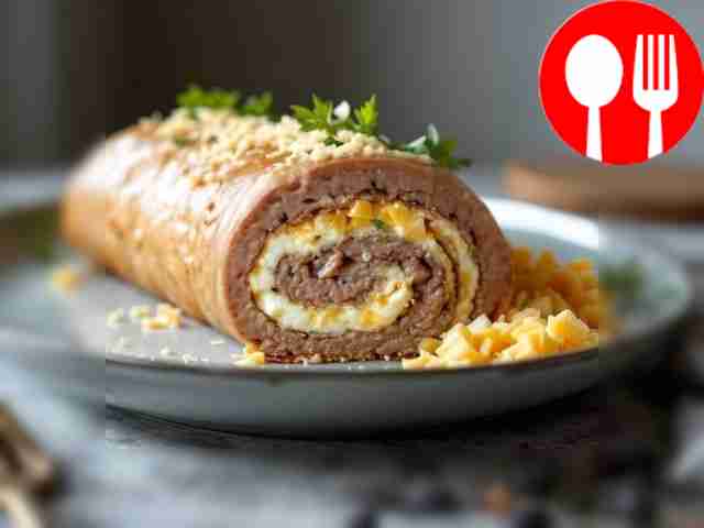 Домашний рулет из печени с сыром