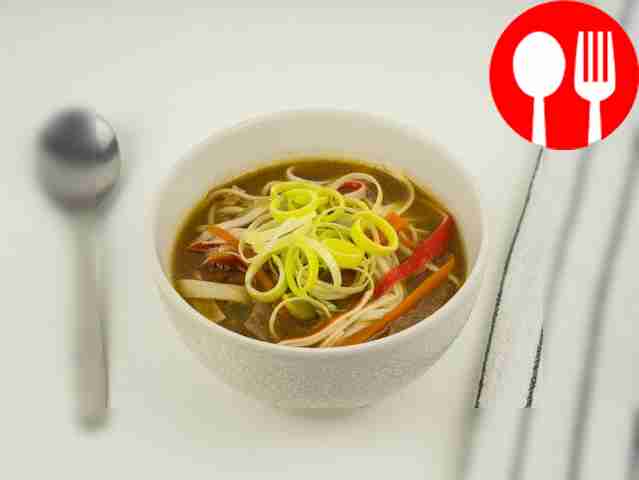 Serve the soup hot, generously garnished with...