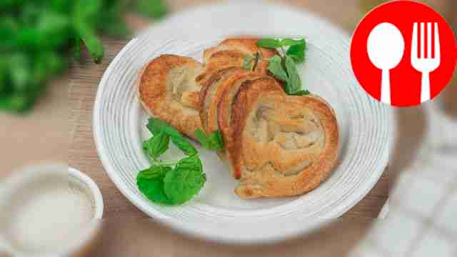 Heart buns with sugar from ready-made dough