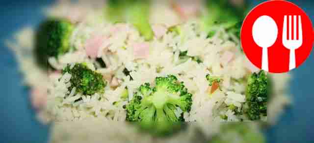 Рис с ветчиной и брокколи