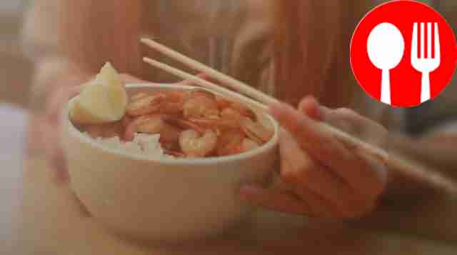 Shrimp in marinade with rice