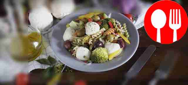 Pasta salad and bocconcini