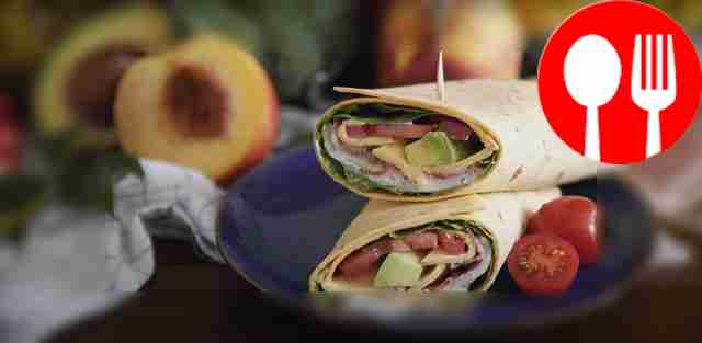 Roll with ham and avocado