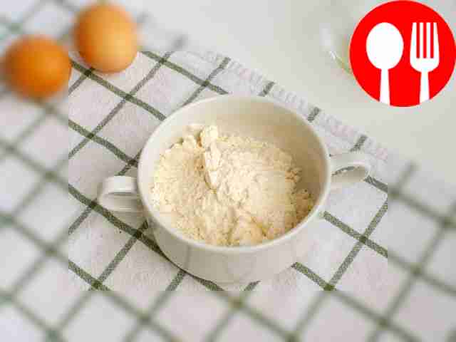 Pour flour into the container in which the...