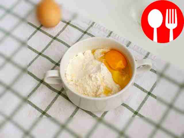 Add egg to dry ingredients.