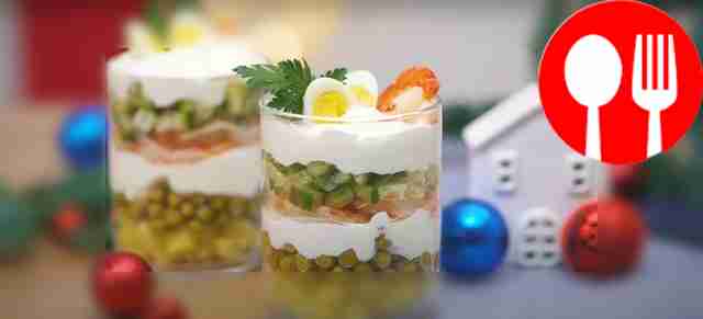 Olivier salad with shrimp
