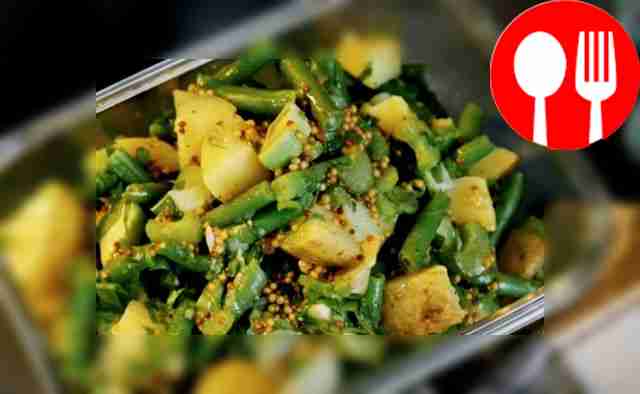 Potato salad with cranberries and nuts