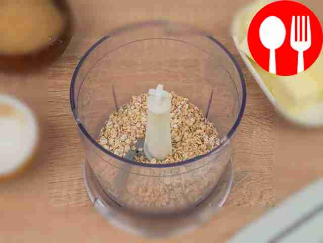 Grind oatmeal with a blender.