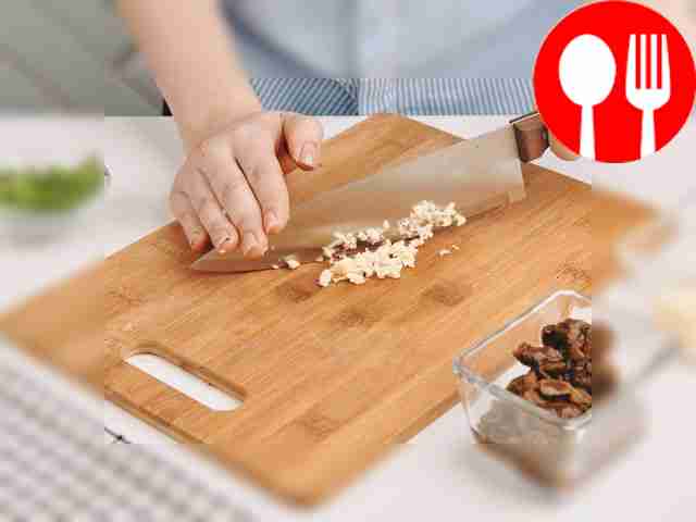 Crush the garlic with the flat side of a knife...