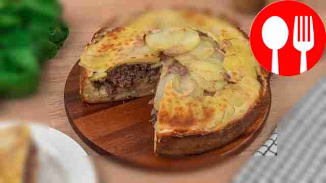 Заливной пирог с говядиной и картошкой