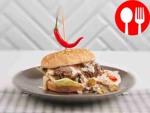 Spicy beef and chili burger