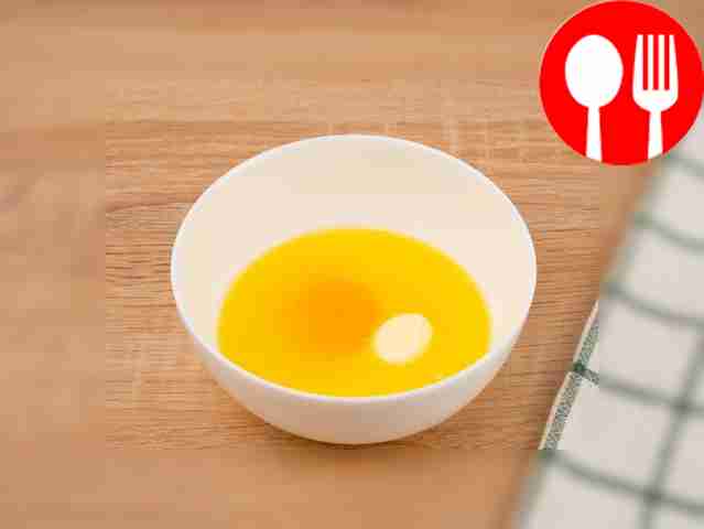 Take a bowl and crack one chicken egg into it....