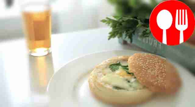 Scrambled eggs in a bun