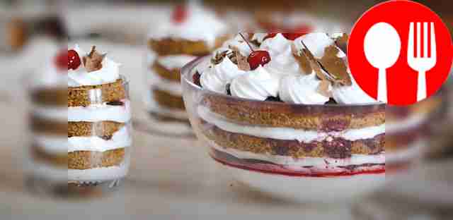 Chocolate trifle with cherries