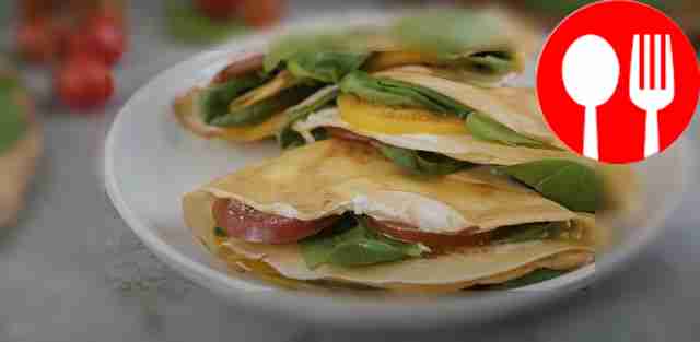 Pancakes with tomatoes and spinach