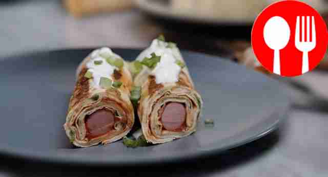 Hot dogs in tortillas