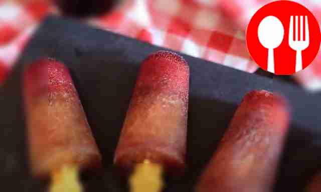Fruit ice with cherry and cola