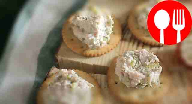 Cream cheese, ham and cucumber appetizer