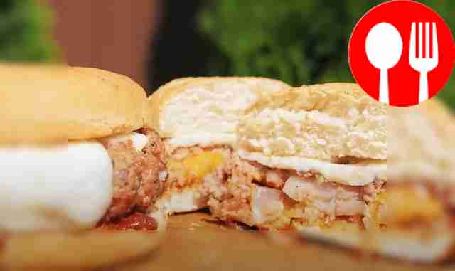 Cheeseburger with an unusual cutlet