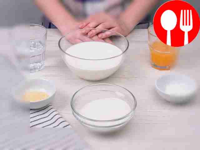 Squeeze the juice from the oranges into a deep...