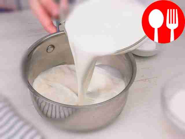 Meanwhile, pour the cream into a saucepan, add...