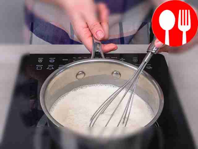 Bring the cream to a boil, remembering to stir...