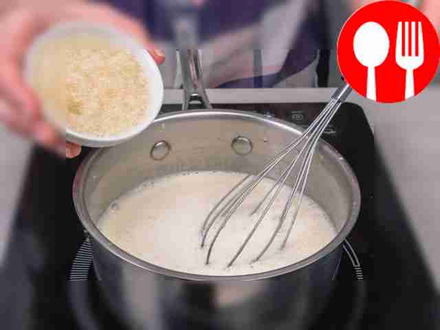 Turn off the heat and add the swollen gelatin...