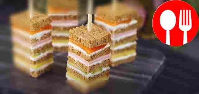 Канапе с ветчиной и огурцом