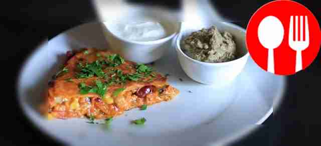 Beef and bean quesadilla