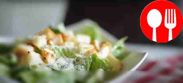 Caesar salad with shrimp and lettuce