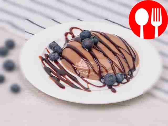 Chocolate panna cotta with blueberries