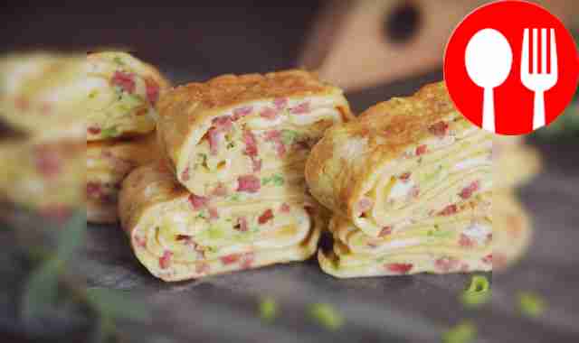 Омлет-рулет с колбасой Omelette roll with sausage