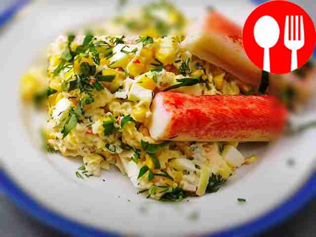 Salad with crab sticks