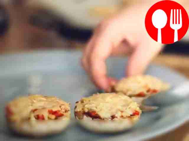 Champignons with cheese and nuts