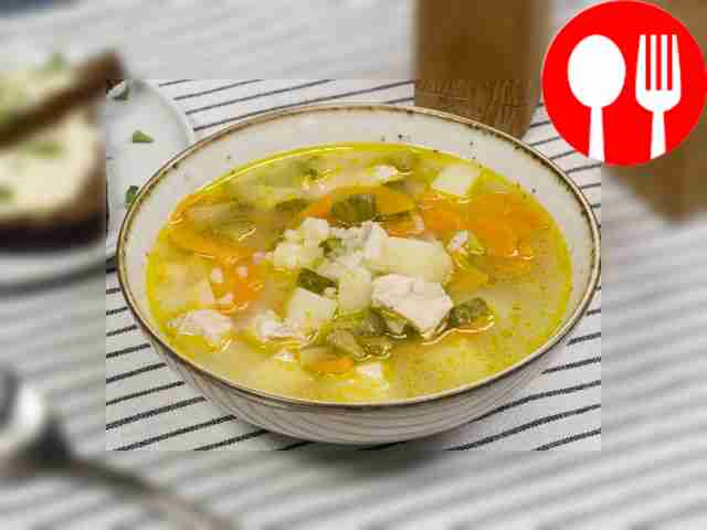 Rassolnik with pickled cucumbers