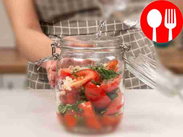 Pickle the tomatoes. Place a layer of tomatoes...