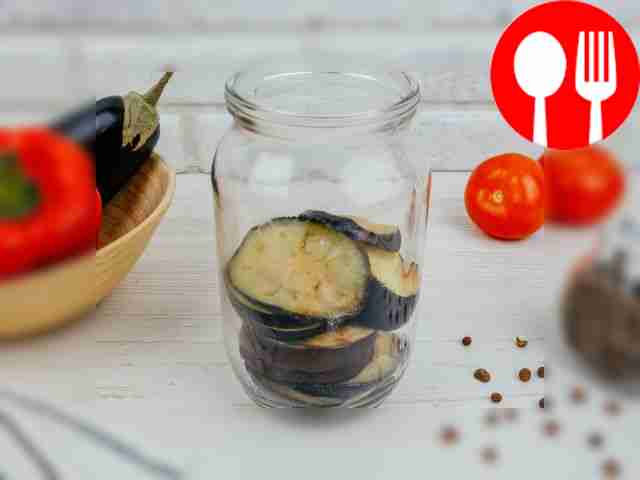 Place the eggplants in portioned jars and fill...