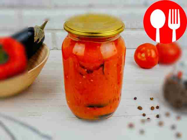 Serve spicy eggplants with adjika as a snack,...