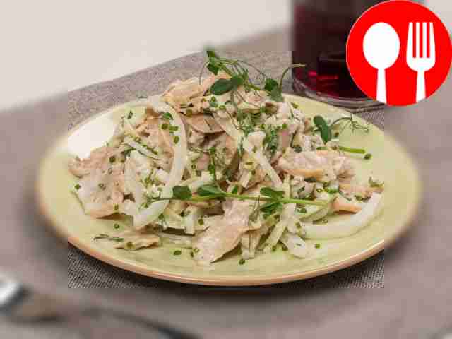 Salad with pickled champignons