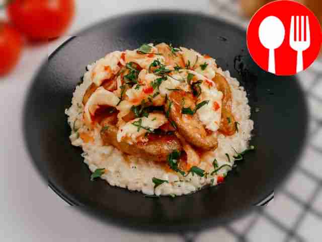 Risotto with eggplant and mozzarella