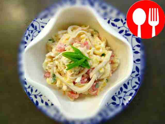 Быстрый салат с кальмарами