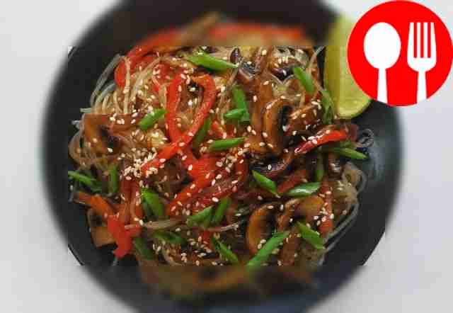 Asian style mushroom noodles