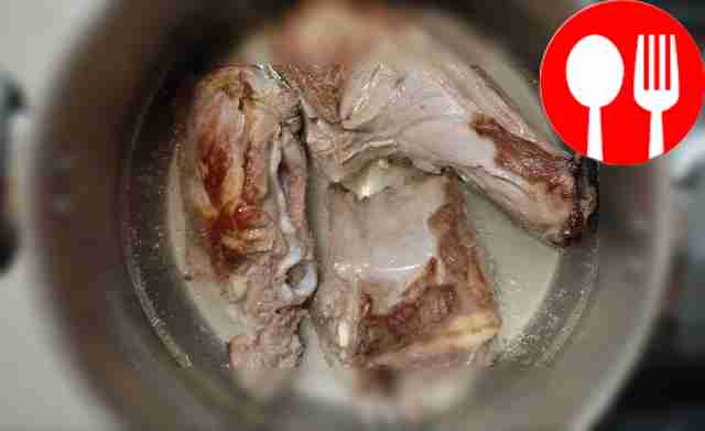 Cut the meat into large pieces and fry over...