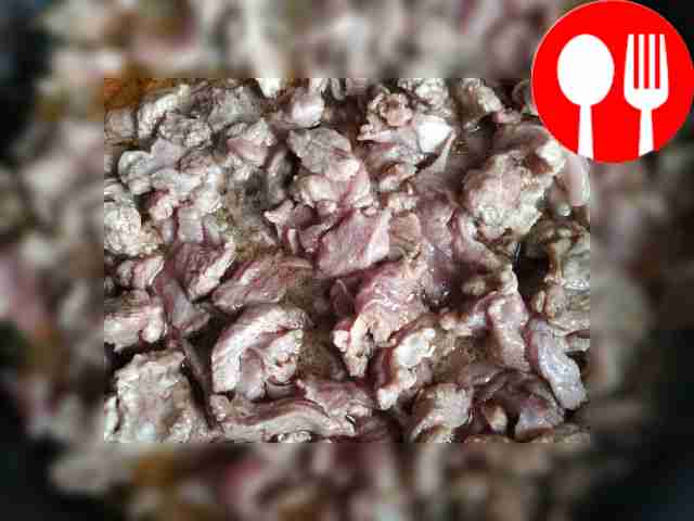 Finely chop the meat into pieces and fry in a...