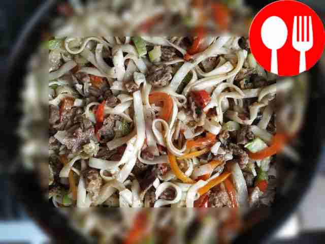 Boil the noodles until done. Add to the pan...