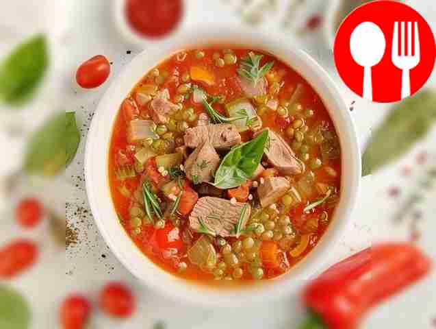Витаминный суп из баранины с чечевицей